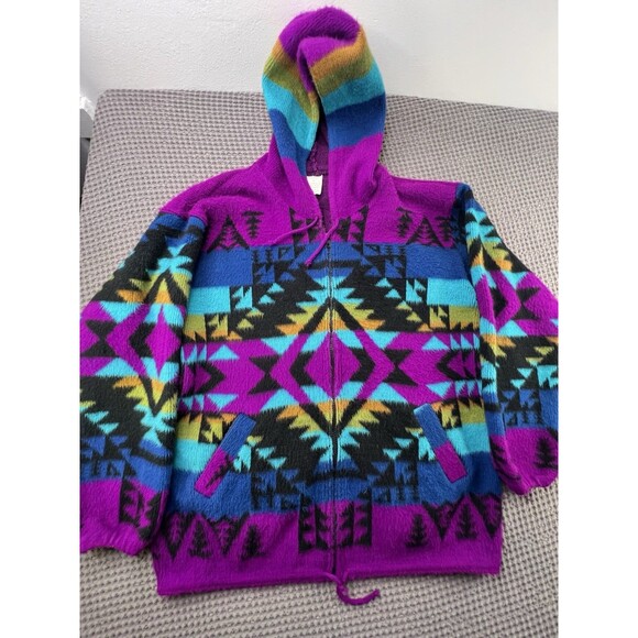 Artesanias Tuntaquimba Jacket Size L Southwestern Handmade Ecuador Wool Aztec - Picture 1 of 11